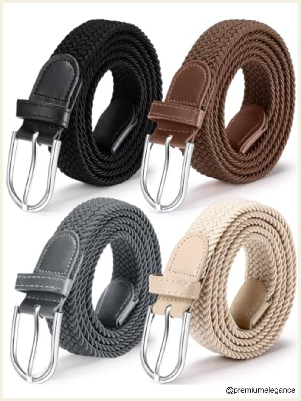 4 Pack Stretch Belt Woven Braided Waistband for Women Men Casual Jeans Dress w/
